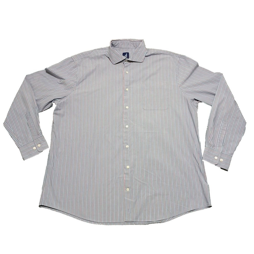 Johnnie-O Button Up‎ Shirt Men 2XL Blue Pink Striped Long Sleeve Casual